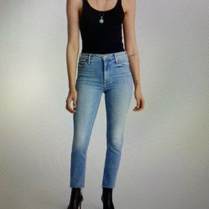 mother denim mid rise dazzler jeans w/ fray ankle